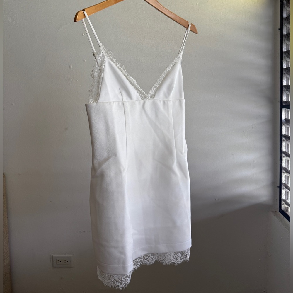 Elegant White Lace Trim Slip Dress